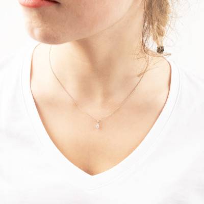 Pendentif Diamant Solitaire Ovale 0,25 ct en Or Blanc 750 - Divine