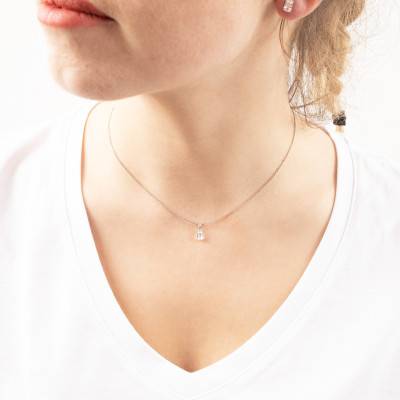 Pendentif Diamant Solitaire Radiant 0,50 ct GIA en Or Blanc 750 - Divine