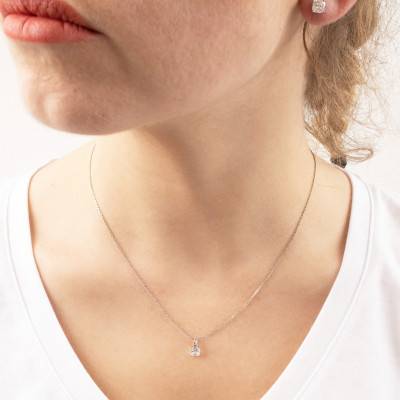 Pendentif Diamant Solitaire Coussin 0,50 ct GIA en Or Blanc 750 - Divine