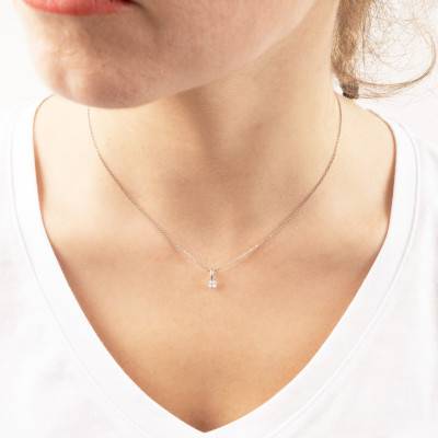 Pendentif Diamant Solitaire Coussin 0,25 ct en Or Blanc 750 - Divine