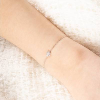 Bracelet Diamant Poire 0,25 ct et son Halo en Or Blanc 750, Longueur 16,5 cm, Largeur 1,00 mm - Divine