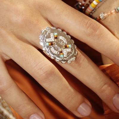 Santana Silver Open Ring & Multicolor Stones - Hipanema
