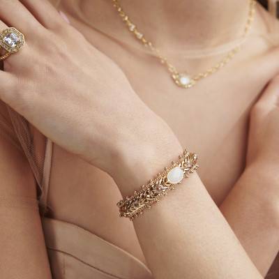 Hipanema Lido Gold & White Stone Bracelet, Adjustable Length - Hipanema