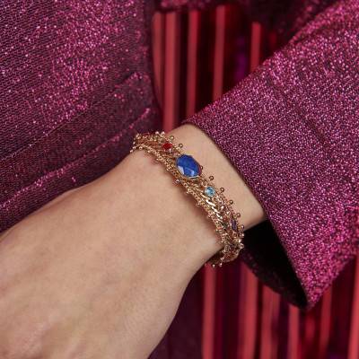 Hipanema Lido Gold & Multicolor Stone Bracelet, Adjustable Length - Hipanema