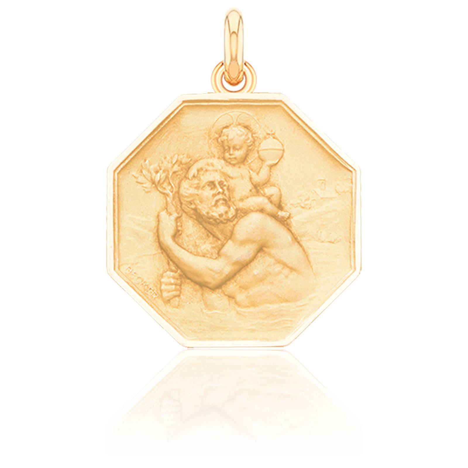 Médaille Octogonale Saint Christophe Or Jaune 750 - Becker - Ocarat