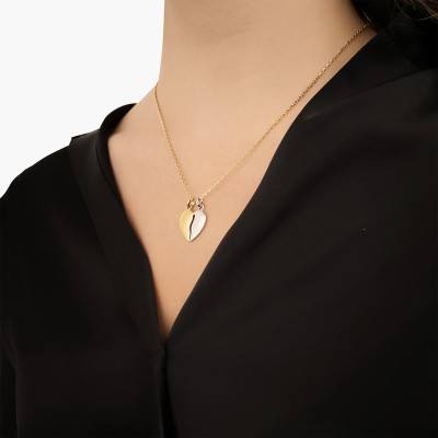 Yellow Gold-Plated & Silver Two-Tone Heart Pendant, 2 Separable Parts - Naïades