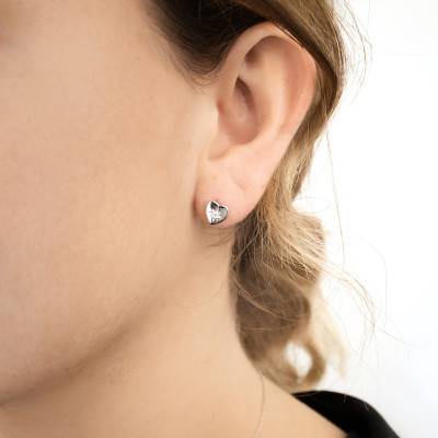 Boucles d'Oreilles Cœur & Étoile Oxyde de Zirconium, Argent - Naïades