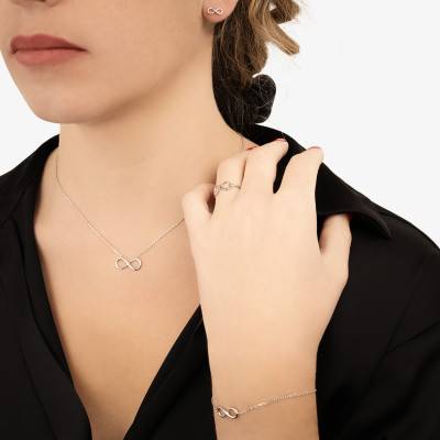 925 Silver Infinity Motif Bracelet, Length 18 cm, Width 1,30 mm - Naïades