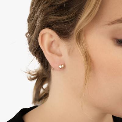 Double Heart Yellow Gold-Plated Stud Earrings - Naïades