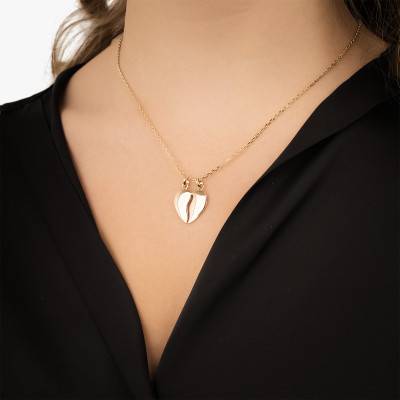 Gold-Plated Heart Pendant 2 Separable Parts, 18 x 16 mm - Naïades