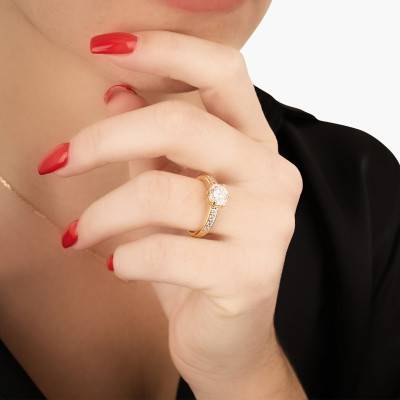 Bague Oxydes de Zirconium Blanc, Plaqué Or - Naïades