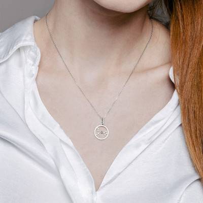 Collier Constellation Poissons en Or Blanc 750 & Diamants 0,17 ct, Longueur 42 cm - Aurora