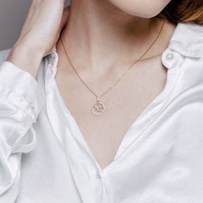 Collier Constellation Taureau en Or Blanc 750 & Diamants 0,17 ct, Longueur 42 cm - Aurora