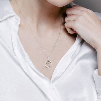 Collier Constellation Vierge en Or Blanc 750 & Diamants 0,17 ct, Longueur 42 cm - Aurora