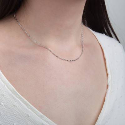 Rhodium-Plated 925 Silver Mariner Chain, Length 42 cm - Manillon