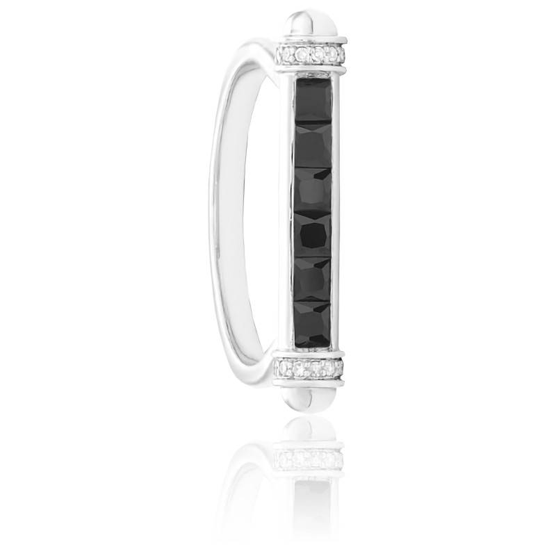 Bague or blanc 750 ‰, rhodium, saphir et diamants 0,04 ct Bague or blanc 750 ‰, rhodium, saphir et diamants 0,04 ct
