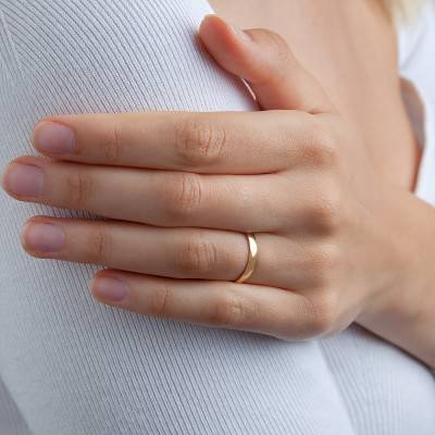 Polished Half-Dome 750/1000 Yellow Gold Wedding Ring, 3 mm Width - Amore