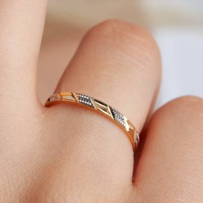 Alliance Ruban Allégée en 2 Ors Jaune et Blanc 750, Largeur 2 mm - Amore
