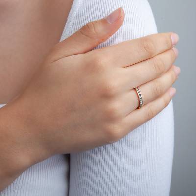 Alliance Ruban Standard Diamantée en 2 Ors Jaune et Blanc 750, Largeur 2,5 mm - Amore