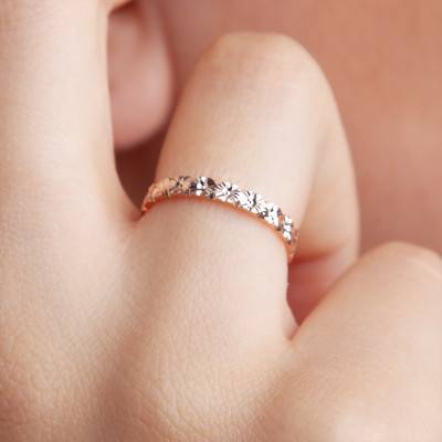"750/1000 Rose Gold Standard Floral Wedding Ring, Width 2,50 mm" - Amore