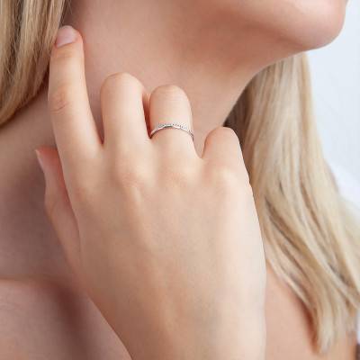 750 White Gold Diamond Standard Fancy Wedding Ring, Width 1.5 mm - Amore