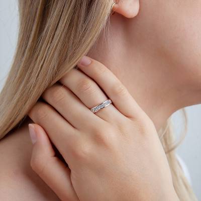 Alliance Fantaisie Diamantée en 2 Ors Rose et Blanc 750 - Amore