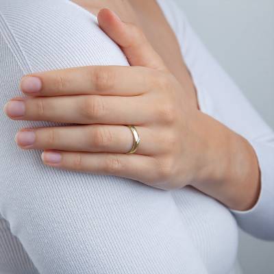 Alliance Demi-Bombée Bicolore en 2 Ors 750, Largeur 4 mm - Amore