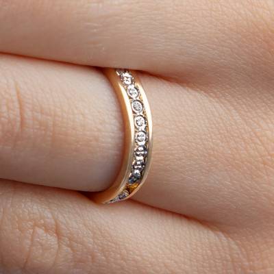 Alliance Ruban Standard en 2 Ors Jaune et Blanc 750, Largeur 3,5 mm - Amore
