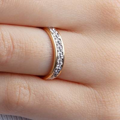 Two-Tone 750/1000 Gold Standard Fantasy Diamond-Cut Wedding Ring - Amore