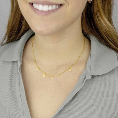 Collier Personnalisation Prénom en Argent Plaqué Or, Longueur Ajustable - Emanessence