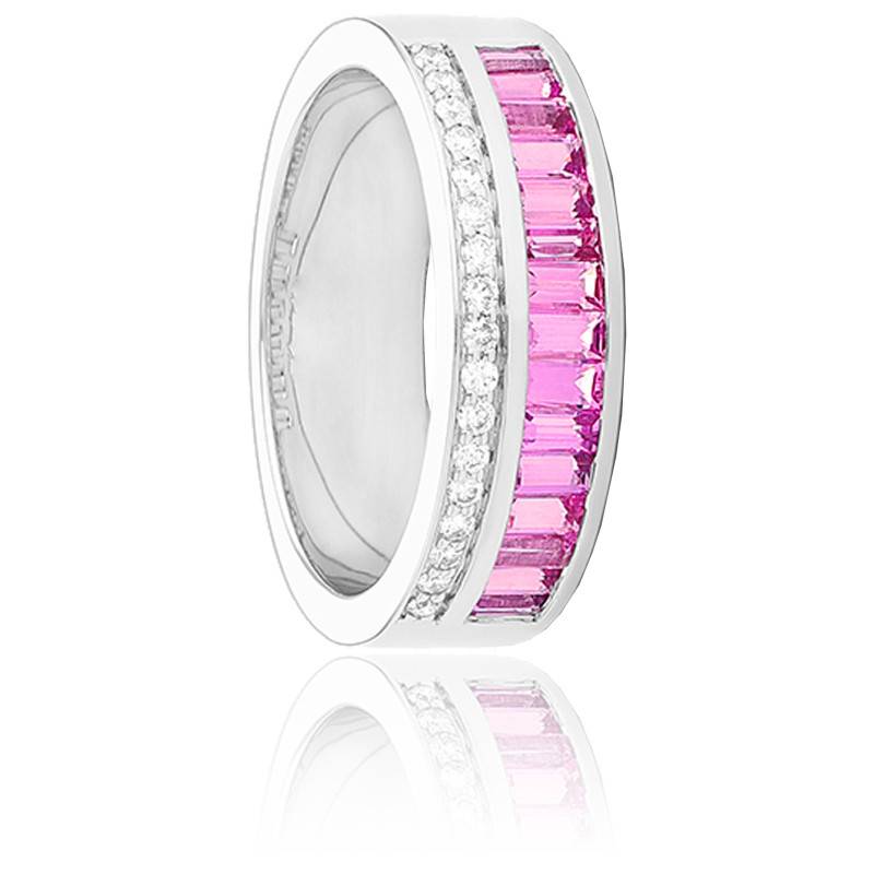 Bracelet Thierry Mugler Or Blanc 375/1000 - Saphirs Roses 0.10 Ct - Neuf étiqueté