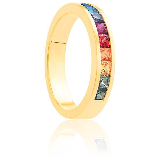 Bague Or 750 Alliance Or Jaune Et Saphirs Coloru00e9s Meghan