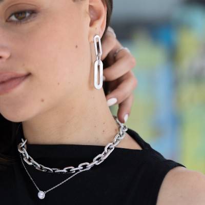 Collier Dextera Chaîne Pavé Blanc - 5613391, Longueur 40 cm - Swarovski
