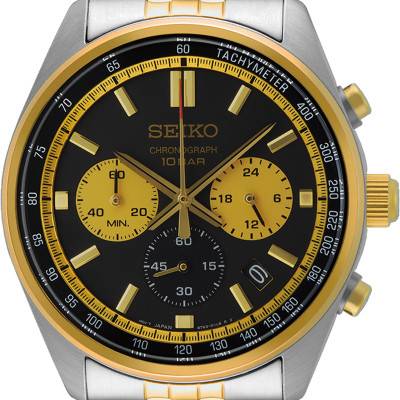 Black and Gold Men's Sport Quartz Watch SSB430P1 - Seiko