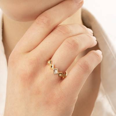 Bague Louvre Diamant 0,07 ct & Or Jaune 750 - Façonnier
