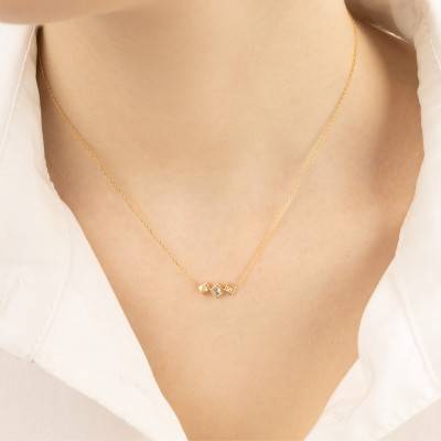Collier Louvre Diamant 0,07 ct & Or Jaune 750, Longueur 41 cm - Façonnier