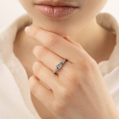 Bague V Topaze Bleue & Or Blanc 750 - Les Valentines