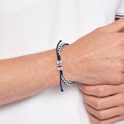 Bracelet Tressé en Acier & Nylon Bleu Marine, Longueur 19 cm - 2790511 - Tommy Hilfiger