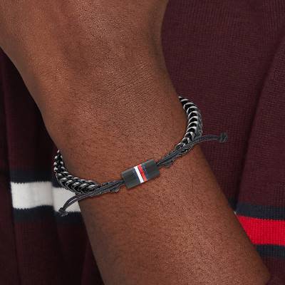Braided Black Steel & Nylon Bracelet, 19 cm - 2790513 - Tommy Hilfiger