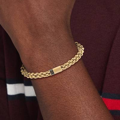 Gold-Tone Stainless Steel Interlaced Round Link Bracelet, 19 cm - 2790522 - Tommy Hilfiger