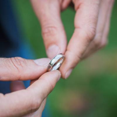 Grammos Silver Half-Dome Comfort-Fit Wedding Ring - Breuning