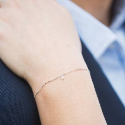 Bracelet Diamant Percé Brillant F/VS2 & Or Blanc 750, 15 cm à 18 cm - Ocarat