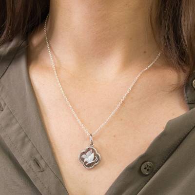 Pendentif Camée Papillon Marron en Argent - Emanessence