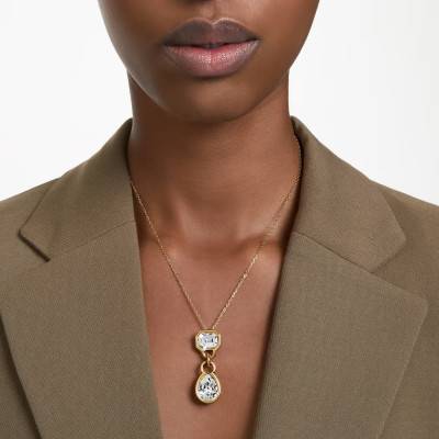 Dextera Gold-Tone Metal & White Crystals Necklace, Length 40 cm to 47 cm - 5663339 - Swarovski