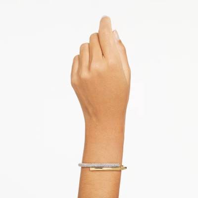 Dextera Gold-Tone Metal & White Crystals Bangle Bracelet, Diameter 56 mm - 5669498 - Swarovski