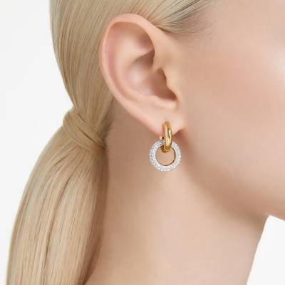 Créoles Dextera Double Anneaux Métal Doré & Cristaux Blanc - 5668818 - Swarovski