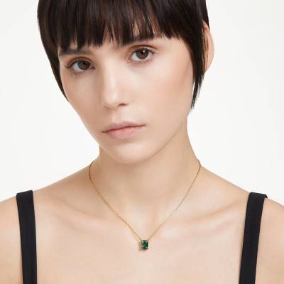 Matrix Gold-Tone Metal & Green Crystal Necklace, Length 38 cm to 45 cm - 5677141 - Swarovski