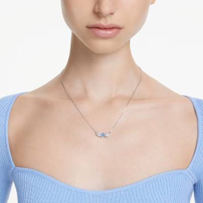 Collier Mesmera Métal Rhodié & Cristaux Bleus et Blancs, Longueur 38 à 45 cm - 5668276 - Swarovski