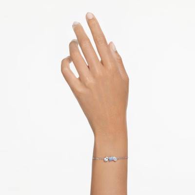 Mesmera Rhodium-Plated Metal & Blue and White Crystals Bracelet, Length 15.5 to 19.5 cm - 5668359 - Swarovski