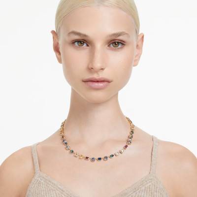 Stilla Gold-Plated Metal & Multicolor Crystals Necklace, Length 38 cm to 45 cm - 5662915 - Swarovski